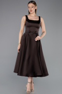 Midi Brown Satin Cocktail Dress ABK2586