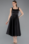 Midi Black Satin Cocktail Dress ABK2586