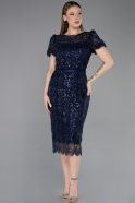 Midi Navy Blue Beaded Cocktail Dress ABK2412