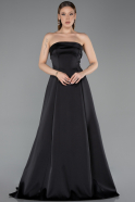 Long Black Satin Evening Dress ABU5932