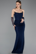 Long Navy Blue Dantelle Mermaid Prom Dress ABU5933