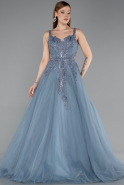 Long Dusty Blue Special Design Engagement Dress ABU5961