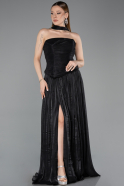 Long Black Chiffon Prom Gown ABU5957