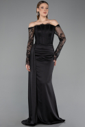 Long Black Satin Mermaid Prom Dress ABU5949