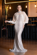 Long Beige Scaly Mermaid Prom Dress ABU5947