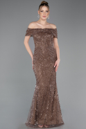 Long Copper Beaded Formal Plus Size Dress ABU5936