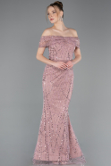 Powder Color Long Beaded Evening Dress ABU5694