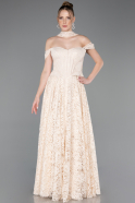 Long Beige Dantelle Evening Dress ABU5942