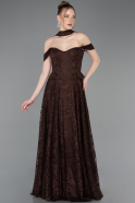 Long Brown Dantelle Evening Dress ABU5942