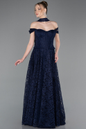 Long Navy Blue Dantelle Evening Dress ABU5942
