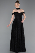 Long Black Dantelle Evening Dress ABU5942