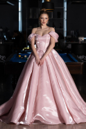 Long Powder Color Satin Haute Couture Dress ABU5749