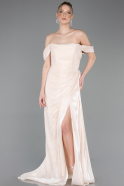 Long Beige Chiffon Evening Dress ABU5974