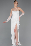 White Long Dantelle Evening Dress ABU5770