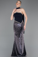 Navy Blue Long Scaly Mermaid Evening Gown ABU5703