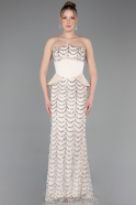 Long Beige Scaly Evening Gown ABU5979