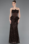 Long Brown Scaly Evening Gown ABU5979