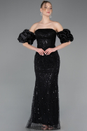Black Long Beaded Evening Dress ABU4616