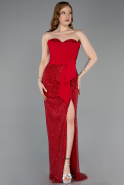 Long Red Beaded Evening Dress ABU5988