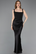 Long Black Satin Prom Gown ABU5990