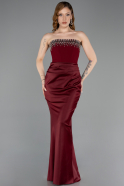Burgundy Long Satin Mermaid Evening Gown ABU5820