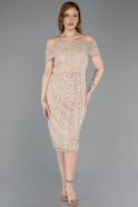 Midi Gold Beaded Party Dress ABK2592
