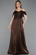 Brown Long Chiffon Cocktail Dress ABU5283