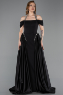 Long Black Satin Evening Dress ABU5995
