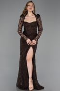 Brown Long Dantelle Evening Dress ABU5604