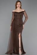 Long Brown Dantelle Evening Dress ABU5999