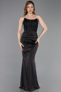 Long Black Satin Evening Dress ABU6000