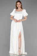 Long White Satin Evening Dress ABU6005