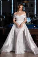 White Long Beaded Evening Dress ABU5400