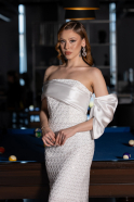 White Long Scaly Evening Dress ABU5529