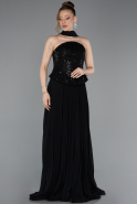 Long Black Chiffon Evening Dress ABU6011