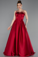 Burgundy Long Satin Prom Gown ABU5105