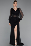 Long Black Dantelle Evening Dress ABU6016