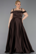 Brown Strappy Long Satin Plus Size Engagement Dress ABU4207