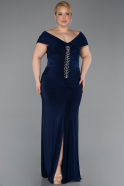 Long Navy Blue Plus Size Evening Gown ABU5900