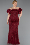 Long Burgundy Beaded Formal Plus Size Dress ABU5948