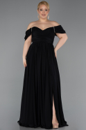 Black Long Chiffon Plus Size Evening Dress ABU3738