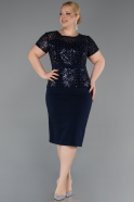 Midi Navy Blue Plus Size Cocktail Dress ABK2598