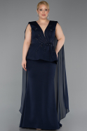 Long Navy Blue Plus Size Evening Dress ABU5955