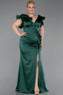 Emerald Green Long Satin Plus Size Evening Dress ABU5877