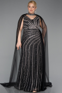 Long Black Stony Plus Size Evening Dress ABU6024