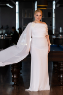 Long White Chiffon Plus Size Evening Dress ABU5419