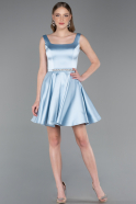 Short Light Blue Satin Cocktail Dress ABK2606