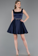 Short Navy Blue Satin Cocktail Dress ABK2606