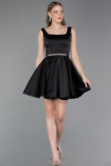 Short Black Satin Cocktail Dress ABK2606