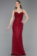 Long Burgundy Dantelle Evening Dress ABU6040